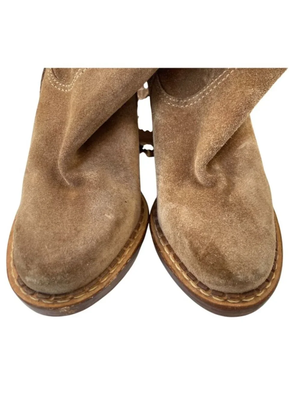 Michael Kors Suede Leather Heeled Boots 5.5 M Tan Knee High Minimalist Preppy